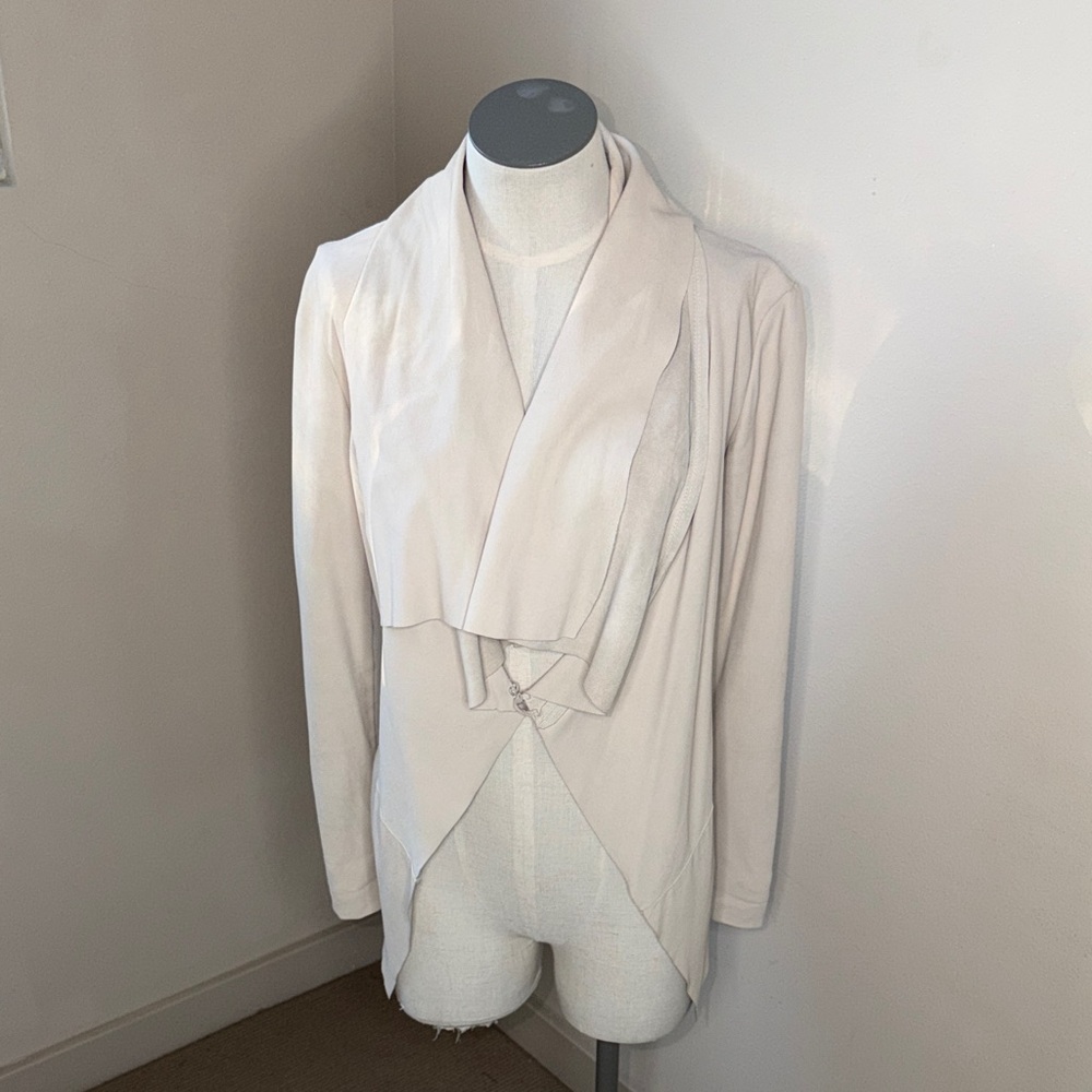 EUC My Tribe USA Suede Leather draped open front Jacket XS XSmall